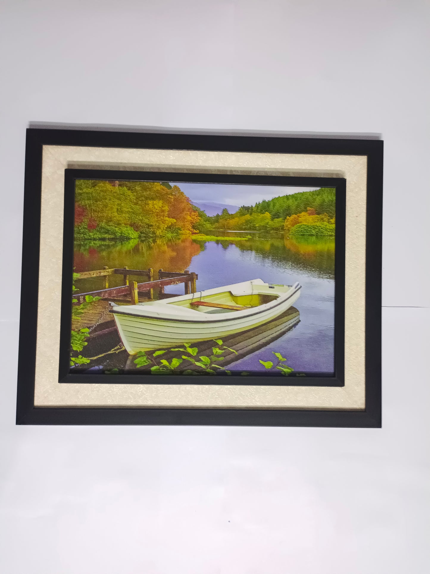 Boat in River with Nature Canvas Print