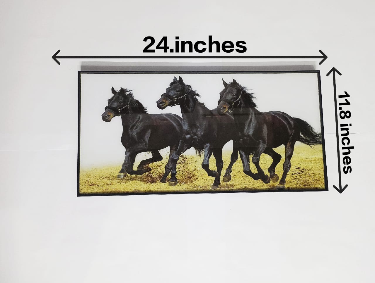 Three Black Horses in the Desert Wall Art.