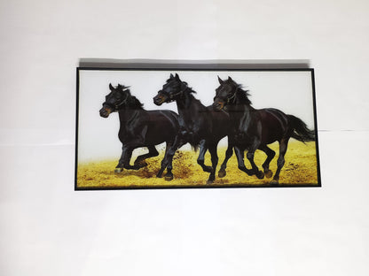 Three Black Horses in the Desert Wall Art.