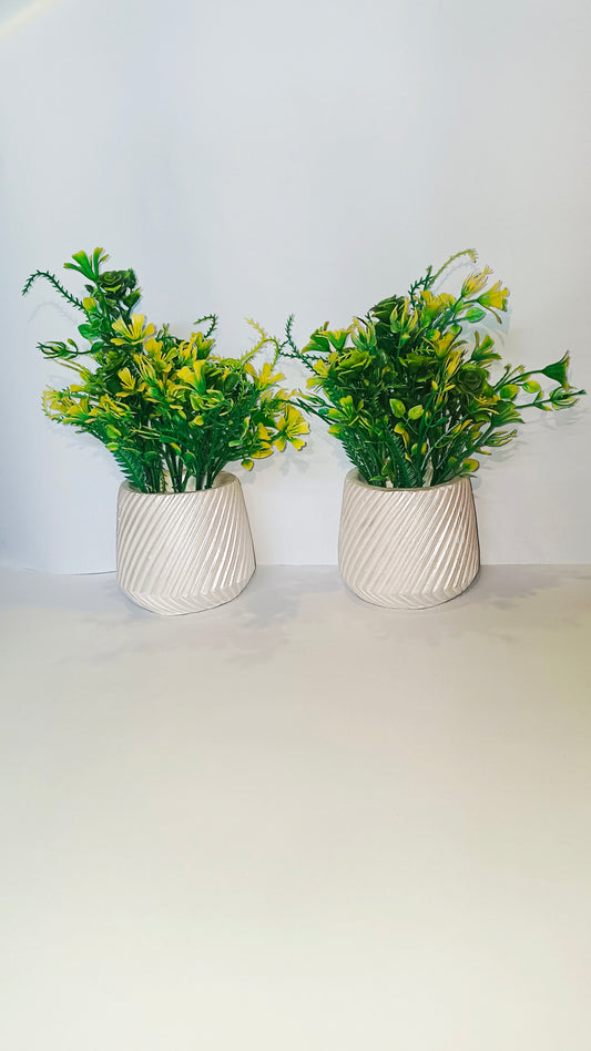 Pair of 2 big ceramic leafed pots